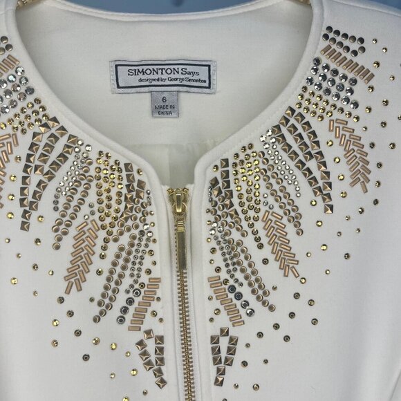 George Simonton Jeweled Full Zip Jacket Dressy Evening Jacket Size 6 Ladies - Picture 4 of 7